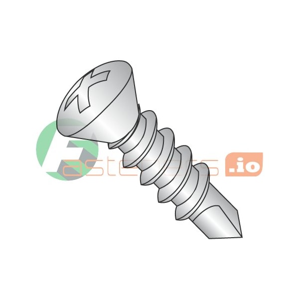 Newport Fasteners Self-Drilling Screw, #10 x 1-1/4 in, Plain 18-8 Stainless Steel Oval Head Phillips Drive, 2000 PK 896172 - main